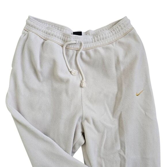 Nike Sweatpants Women's XL Ivory Beige Dri-Fit Fleece Drawstring Running Gorpcor - Picture 3 of 6